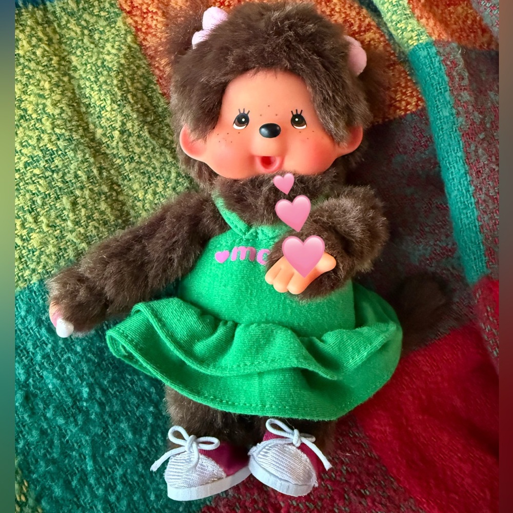 💚ADORABLE- Vintage Sekiguchi 🎀 MONCHHICHI Girl Doll- 7” Japan